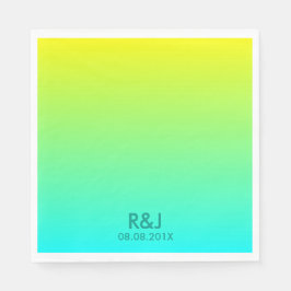 シックモダンなターコイズイエローグラデーショングリー結婚ズ スタンダードランチョンナプキン