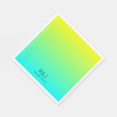 シックモダンなターコイズイエローグラデーショングリー結婚ズ スタンダードランチョンナプキン (角)