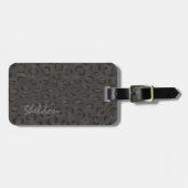 シックモダンなダークグレーチータープリントパターン ラゲッジタグ (正面横)