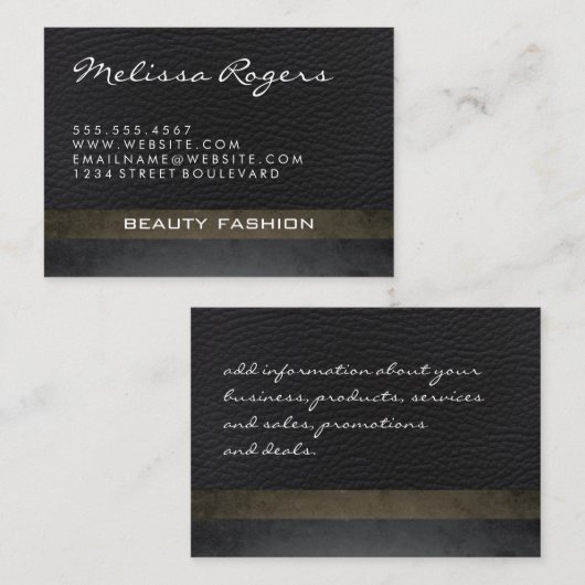 シックモダンなテクスチャーを使用したレザーII 名刺 (正面/裏面)