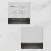シックモダンなテクスチャーを備えたホワイトレザー スクエア名刺 (正面/裏面)