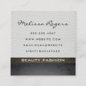 シックモダンなテクスチャーを備えたホワイトレザー スクエア名刺 (正面)