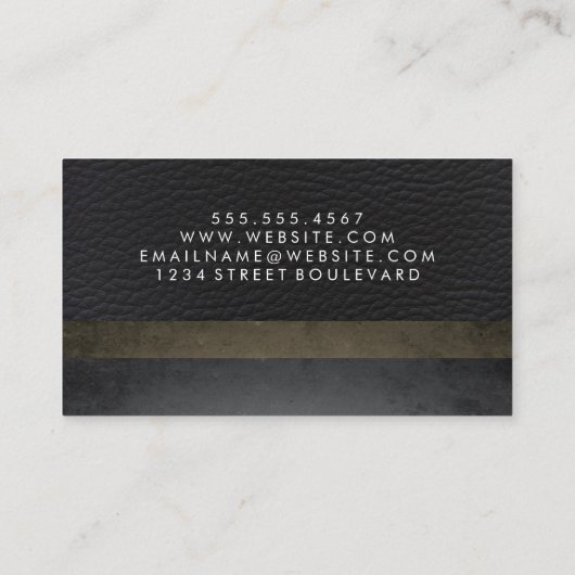 シックモダンなテクスチャーを備えたレザー 名刺 (裏面)