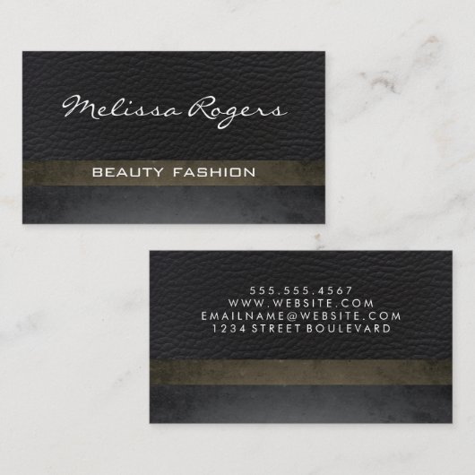 シックモダンなテクスチャーを備えたレザー 名刺 (正面/裏面)