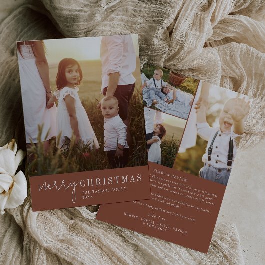 シックモダンなテラコッタクリスマス年レビュー シーズンカード