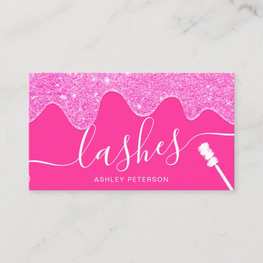 シックモダンなネオンピンクドリップスブラシ 名刺 (正面)