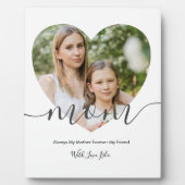 シックモダンなハート型の母のための写真ギフト フォトプラーク (正面)