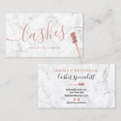 シックモダンなバラ金ゴールドがブラシの白大理石 名刺 (正面/裏面)