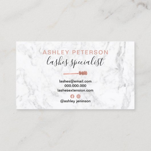 シックモダンなバラ金ゴールドがブラシの白大理石 名刺 (裏面)