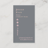 シックモダンなピンクとグレーのスキャナブルQRコード 名刺 (裏面)