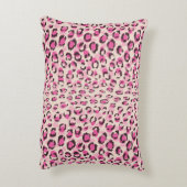 シックモダンなピンクのチータープリントパターンのモノグラム アクセントクッション (裏面(縦))