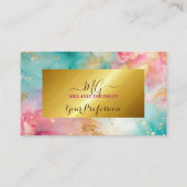 シックモダンなピンク色の金ゴールド箔 名刺 (正面)