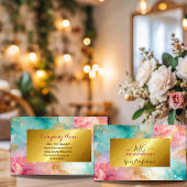 シックモダンなピンク色の金ゴールド箔 名刺