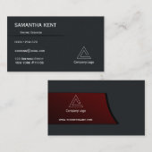 シックモダンなブラックとブルゴーニュ 名刺 (正面/裏面)