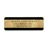 シックモダンなブラックと金ゴールドフェイクメリークリスマス ラベル (正面)