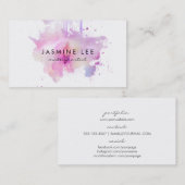シックモダンなメイクアップアーティストの水彩紫グランジ色 名刺 (正面/裏面)