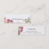 シックモダンなメイクアップアーティストの水色ピンクフローラ スキニー名刺 (正面/裏面)