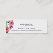 シックモダンなメイクアップアーティストの水色ピンクフローラ スキニー名刺 (裏面)