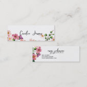 シックモダンなメイクアップアーティストの水色ピンクフローラ スキニー名刺 (正面/裏面)