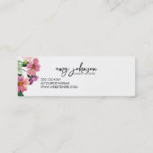 シックモダンなメイクアップアーティストの水色ピンクフローラ スキニー名刺 (裏面)