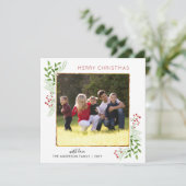 シックモダンなメリークリスマス離れのベリーの写真 シーズンカード (スタンド正面)
