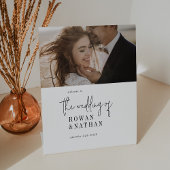 シックモダンなモノクロ写真の結婚歓迎 台座サイン