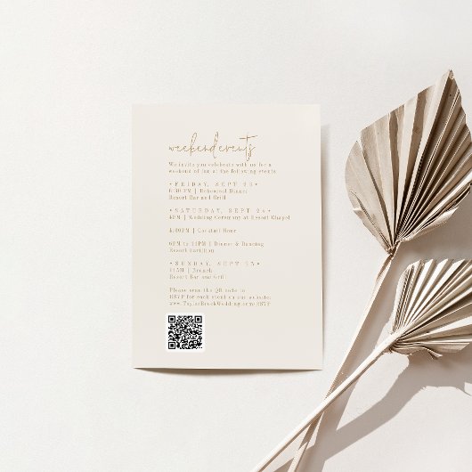 シックモダンなヴィンテージ結婚金ゴールドの週末イベント エンクロージャーカード