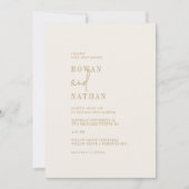 シックモダンなヴィンテージ金ゴールドが揃って結婚いる 招待状 (正面)