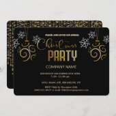シックモダンな企業の金ゴールドとブラック 招待状 (正面/裏面)