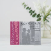 シックモダンな写真と紅葉の日付を保存 案内ポストカード (スタンド正面)