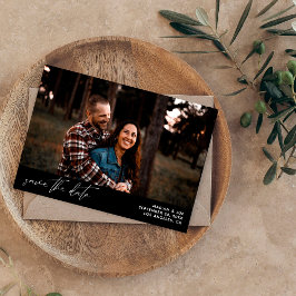 シックモダンな写真水平の日付を保存する白B 招待状