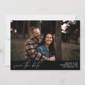 シックモダンな写真水平の日付を保存する白B 招待状 (正面)