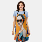 シックモダンな女性、幾何学的な優雅さ エプロン (着用した状態)