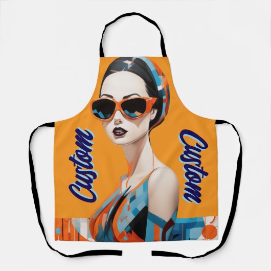 シックモダンな女性、幾何学的な優雅さ エプロン (正面)