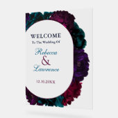 シックモダンな宝石トーンのフローラ結婚の歓迎 アクリルサイン (傾斜)