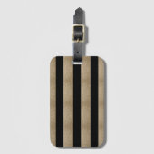 シックモダンな幾何学的ブラックと金ゴールドストライプ ラゲッジタグ (正面縦)