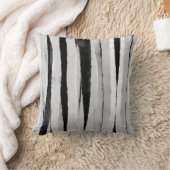 シックモダンな抽象芸術グレーとブラックストライプ クッション (ブランケット)