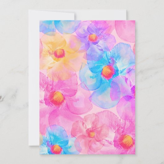 シックモダンな明るいバラピンクの野花 招待状 (裏面)