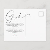 シックモダンな書道写真卒業 案内ポストカード (裏面)