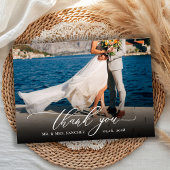 シックモダンな書道台本ワンフォトズ結婚 サンキューカード