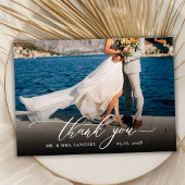 シックモダンな書道台本ワンフォトズ結婚 サンキューカード