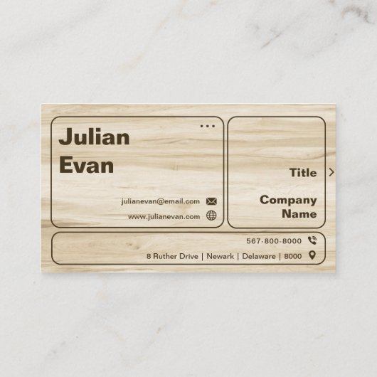 シックモダンな木目のタイポグラフィハイ 名刺 (裏面)