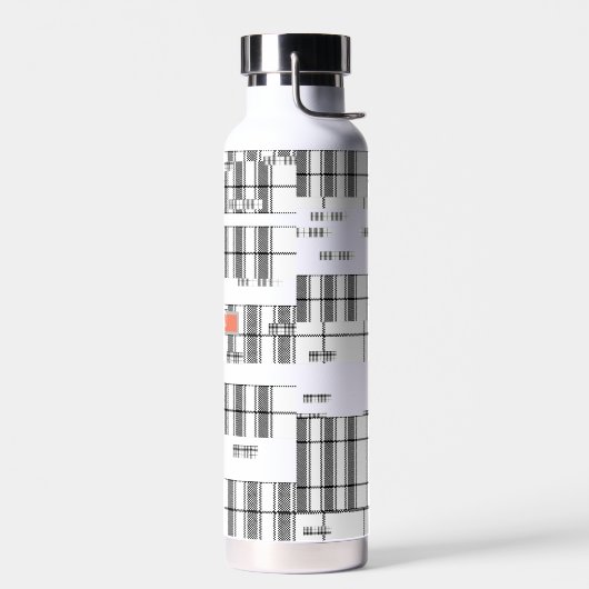 シックモダンな格子模様の白黒 ウォーターボトル (左面)