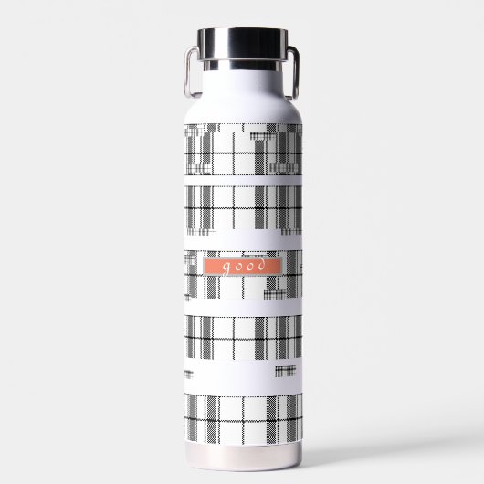 シックモダンな格子模様の白黒 ウォーターボトル (正面)