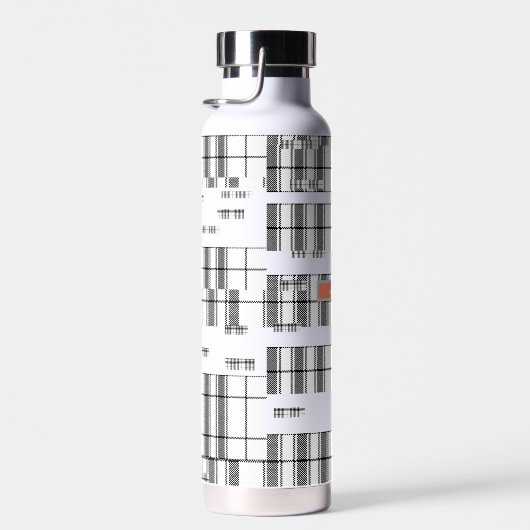 シックモダンな格子模様の白黒 ウォーターボトル (右面)