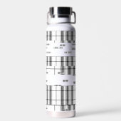 シックモダンな格子模様の白黒 ウォーターボトル (背面)