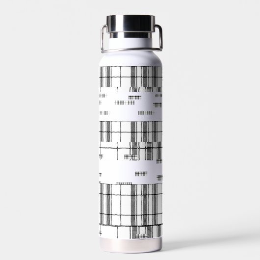 シックモダンな格子模様の白黒 ウォーターボトル (背面)