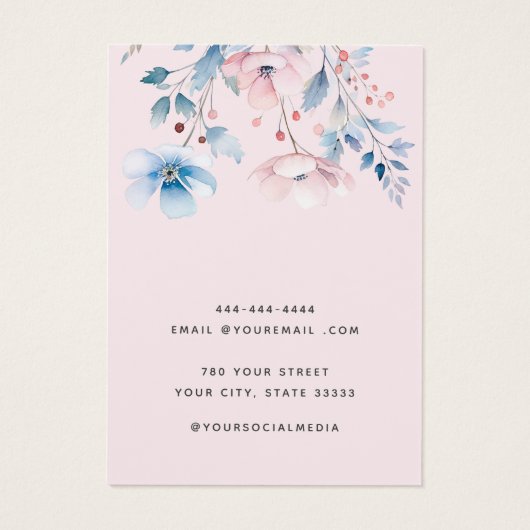 シックモダンな水彩フローライヤリングディスプレイカード (裏面)