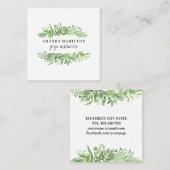 シックモダンな水色の野生の牧草地の緑の葉 スクエア名刺 (正面/裏面)