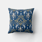 シックモダンな灰色の青いイカットの部族模様 クッション (裏面)